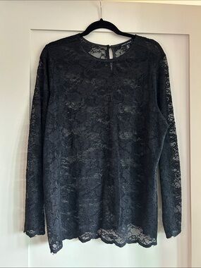 Universal Standard Black Lace Long-Sleeve Tee